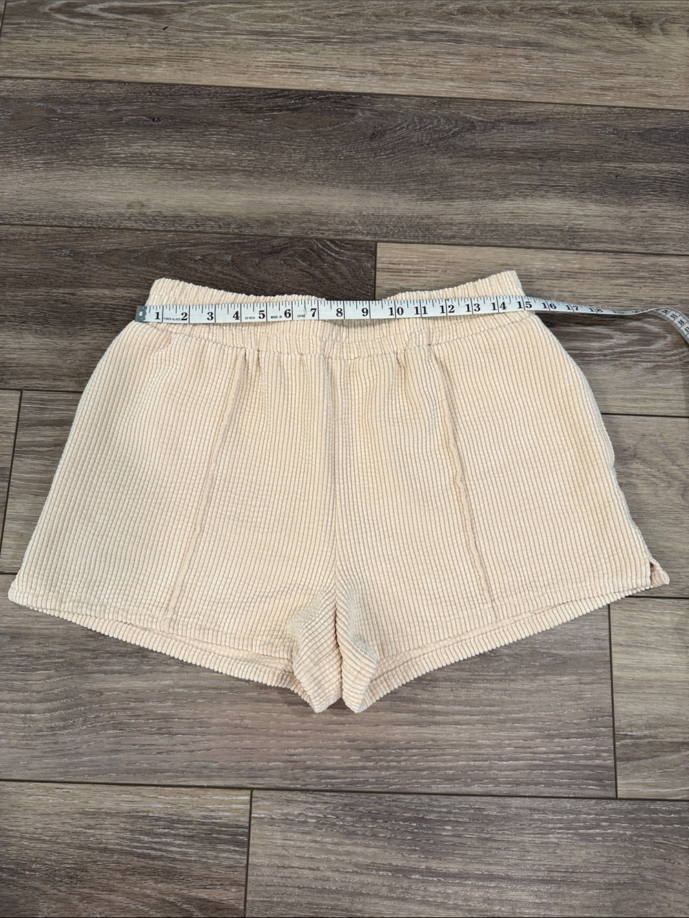 BDG Cream Ribbed Athletic Shorts